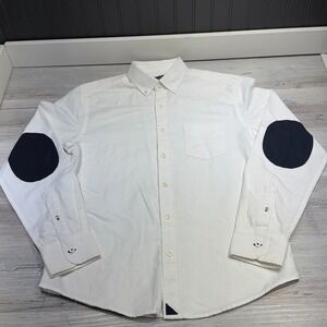 Untuckit Mens Button Down Shirt Sz M Slim White Elbow Patch 100% Cotton Pocket